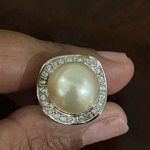 Sterling Silver, cubic zirconia, pearl ring